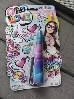 One Love Sparkle Unicorn Headband Tricolor Blue Pink Purple- NEW